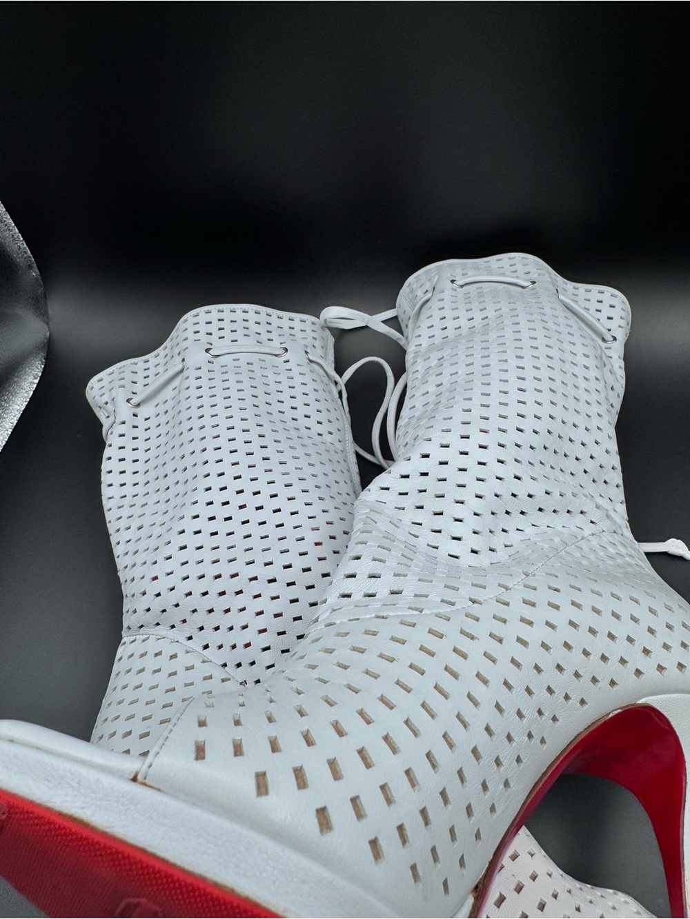 Christian Louboutin Jennifer 120 White Nappa Perforated Boots EU 36.5 - Picture 11 of 11